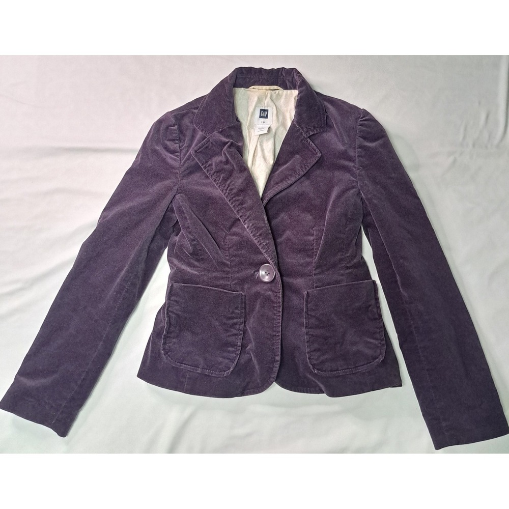 Gap Purple Velvet Button Blazer Women's‎ 0 Witchy Goth Moody y2k 90's Tailored